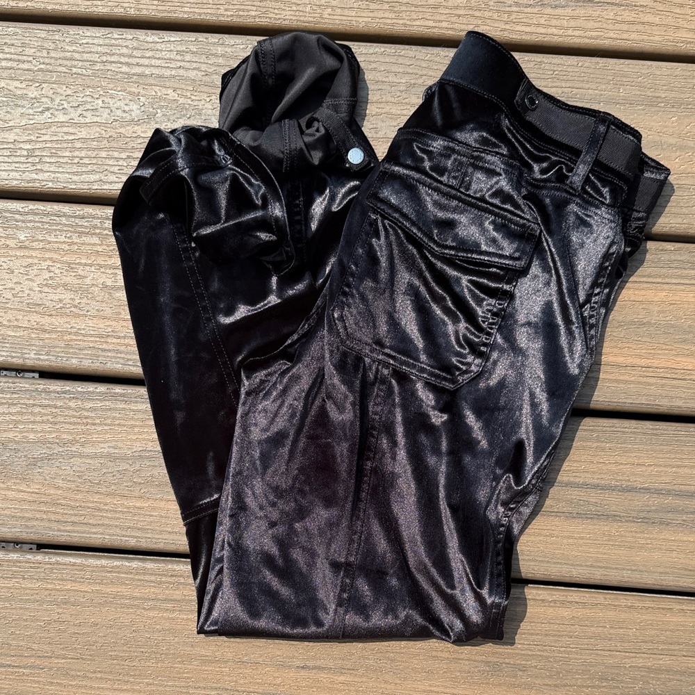 White House Black Market Glossy Black Trousers